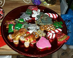 Flour dough ornaments with acrylic paint