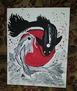 Picture painted from Virtual Paint Night on zoom. Koi fish